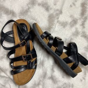 Euro Soft Comfortable Black and Brown Sandals